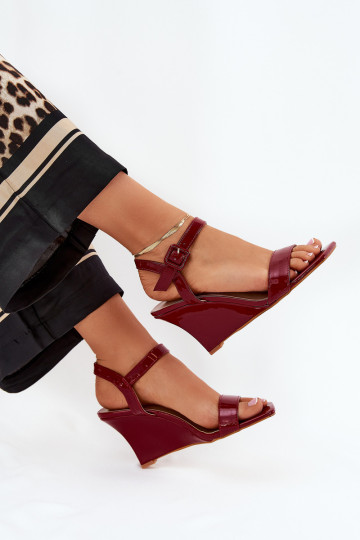 Lacquered Women's Wedge Sandals Bordeaux Vliraya