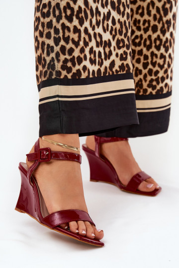 Lacquered Women's Wedge Sandals Bordeaux Vliraya 2