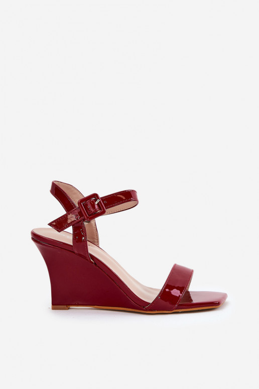 Lacquered Women's Wedge Sandals Bordeaux Vliraya