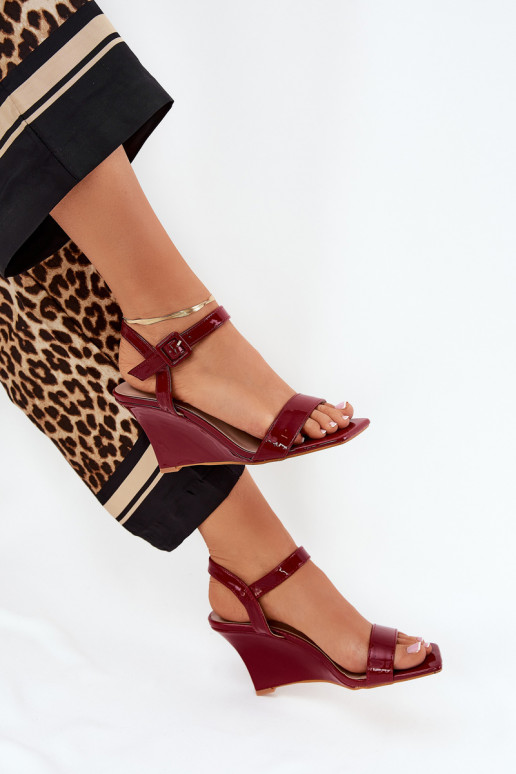 Lacquered Women's Wedge Sandals Bordeaux Vliraya