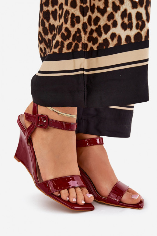 Lacquered Women's Wedge Sandals Bordeaux Vliraya