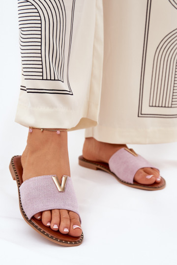 Women's Flat Sandals With Decorative Details Purple Saliena 2
