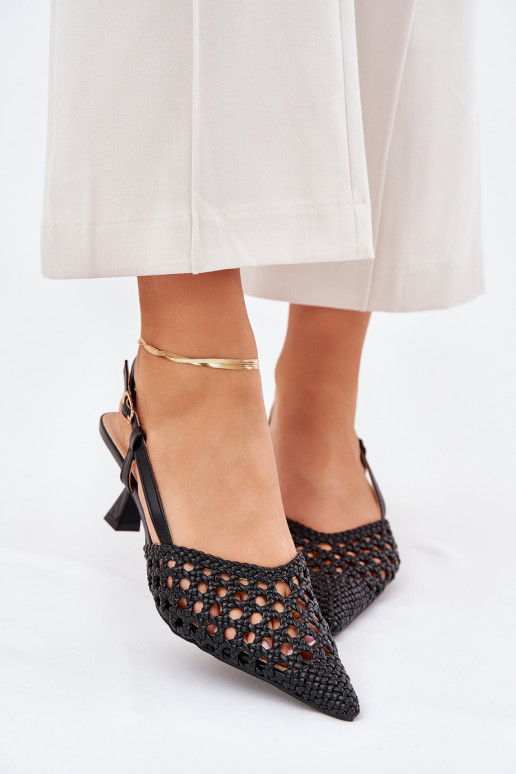 Stiletto Heels With Pointed Toe And Open Heel Black Umirana Stiletto Heels With Pointed Toe And Open Heel Black Umirana