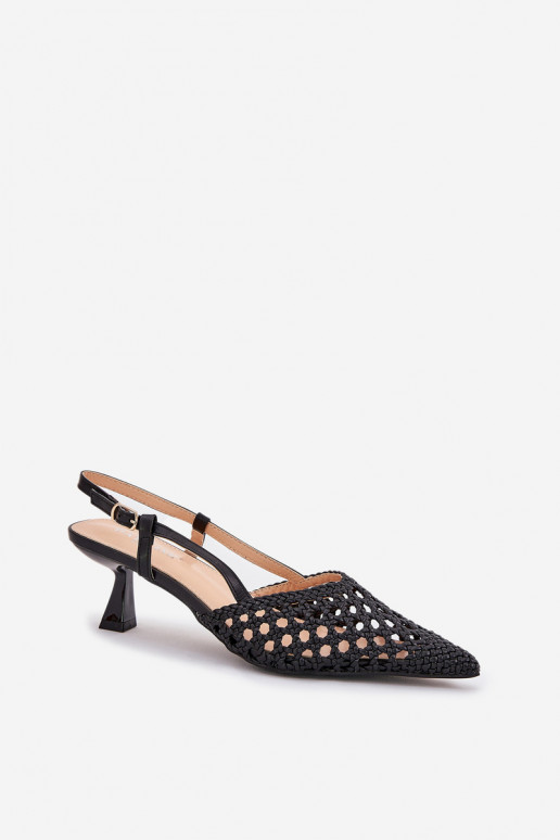 Stiletto Heels With Pointed Toe And Open Heel Black Umirana Stiletto Heels With Pointed Toe And Open Heel Black Umirana