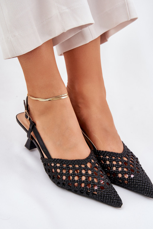 Stiletto Heels With Pointed Toe And Open Heel Black Umirana Stiletto Heels With Pointed Toe And Open Heel Black Umirana