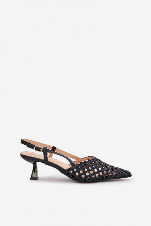 Stiletto Heels With Pointed Toe And Open Heel Black Umirana Stiletto Heels With Pointed Toe And Open Heel Black Umirana