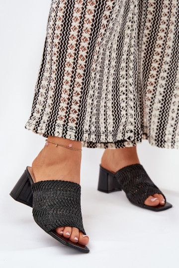 Ladies Mules With Braiding On Heel Black Ciariloria