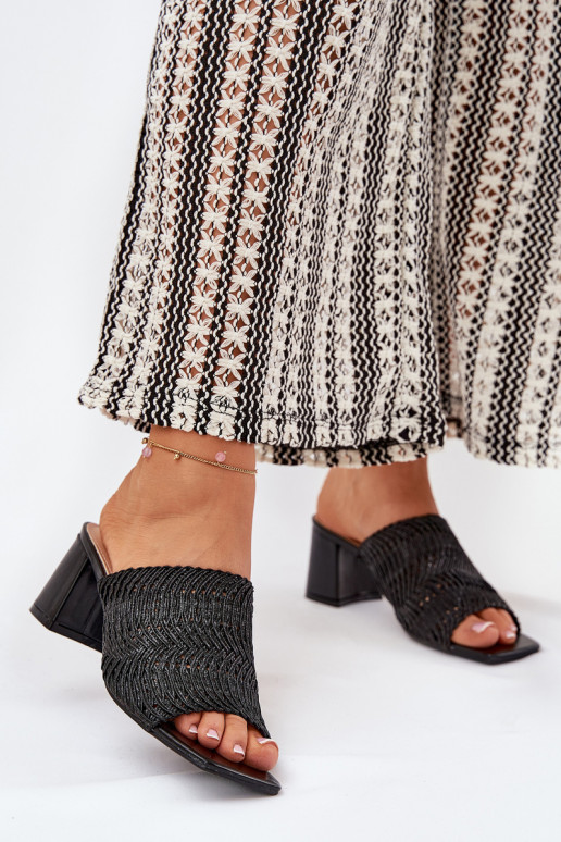 Ladies Mules With Braiding On Heel Black Ciariloria