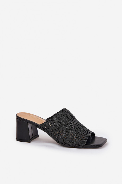 Ladies Mules With Braiding On Heel Black Ciariloria