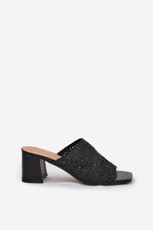 Ladies Mules With Braiding On Heel Black Ciariloria