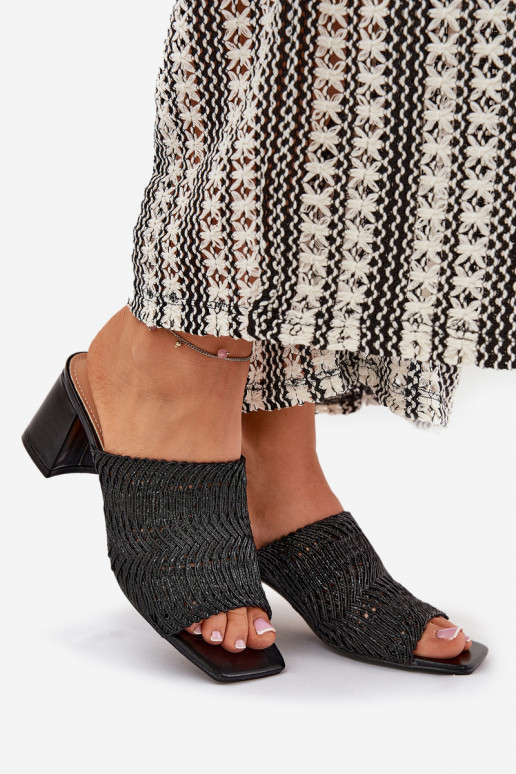 Ladies Mules With Braiding On Heel Black Ciariloria