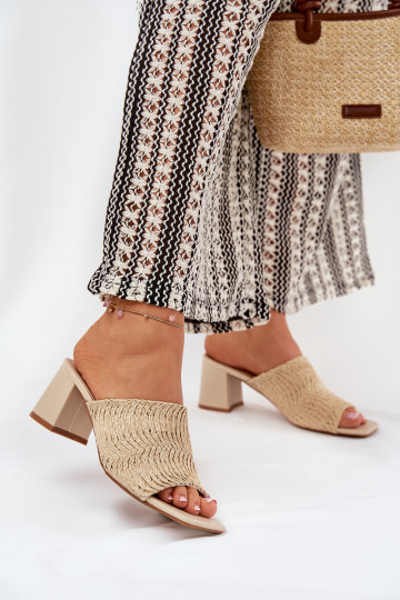 Women's Heeled Sandals With Weaving Beige Ciariloria 2
