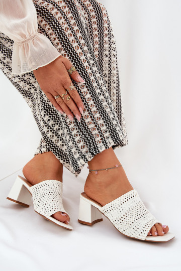 Women's Slippers With Braiding On Heel White Ciariloria