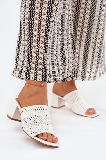 Women's Slippers With Braiding On Heel White Ciariloria 2