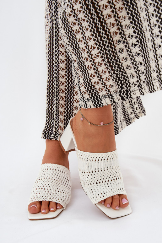 Women's Slippers With Braiding On Heel White Ciariloria