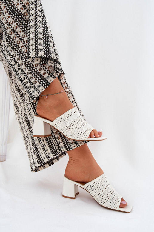Women's Slippers With Braiding On Heel White Ciariloria