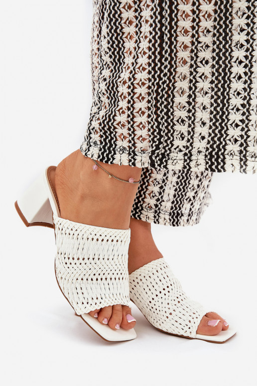 Women's Slippers With Braiding On Heel White Ciariloria