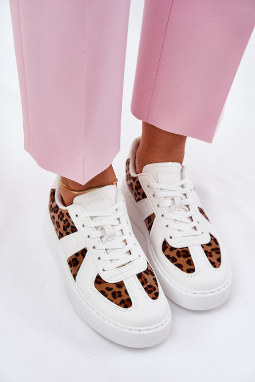 Women Sneakers With Leopard Print On Platform White Nativira Women Sneakers With Leopard Print On Platform White Nativira