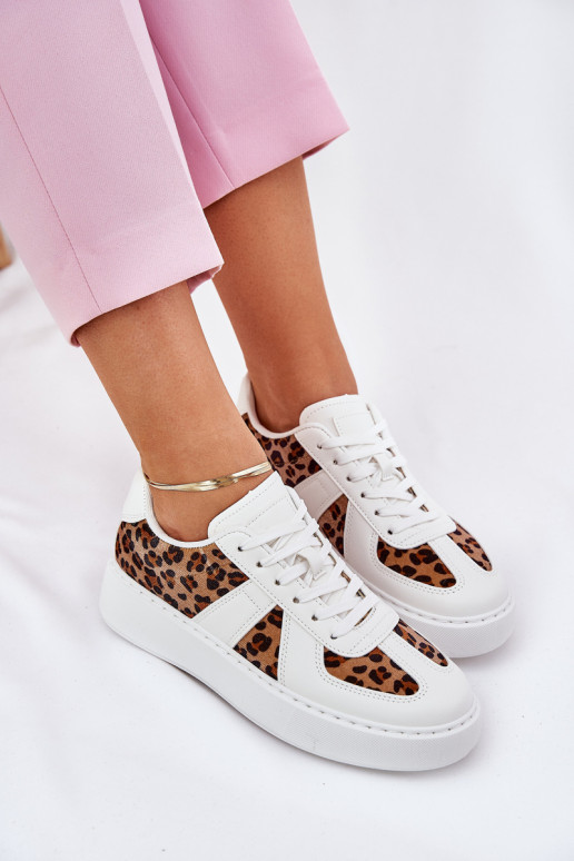 Women Sneakers With Leopard Print On Platform White Nativira Women Sneakers With Leopard Print On Platform White Nativira