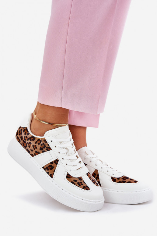 Women Sneakers With Leopard Print On Platform White Nativira Women Sneakers With Leopard Print On Platform White Nativira