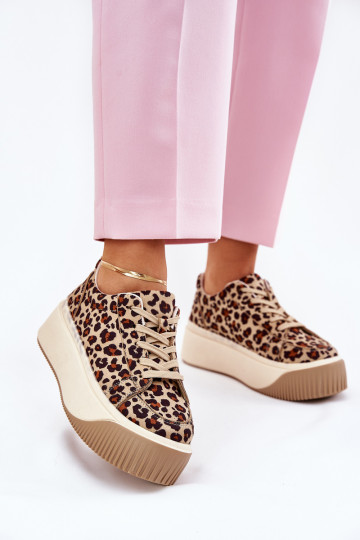 Sneakers On Massive Platform Smooth Beige Tirvanis