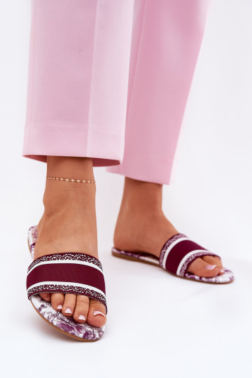 Patterned Flat Sandals Women Bordeaux Leysi 2