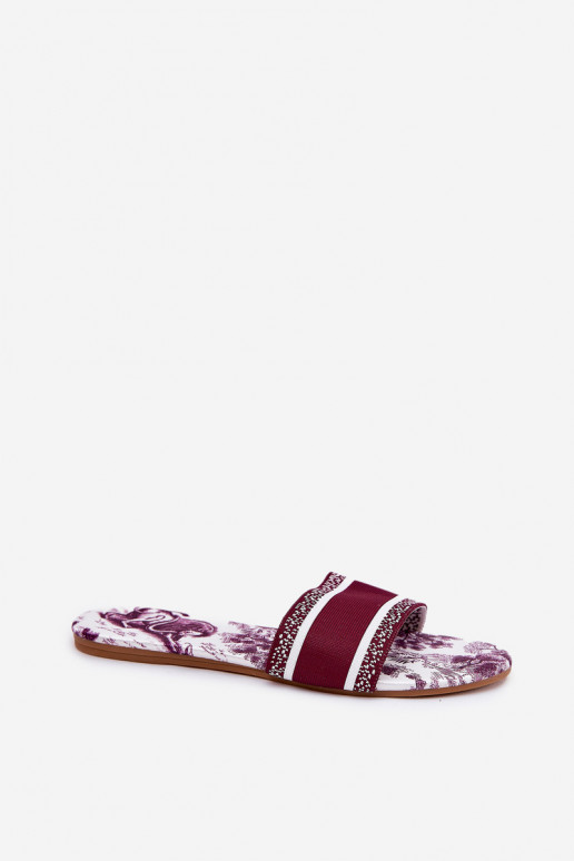 Patterned Flat Sandals Women Bordeaux Leysi