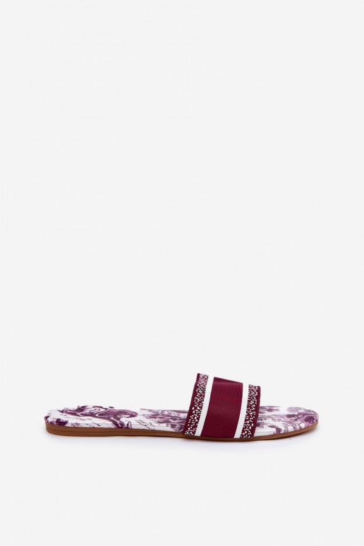 Patterned Flat Sandals Women Bordeaux Leysi