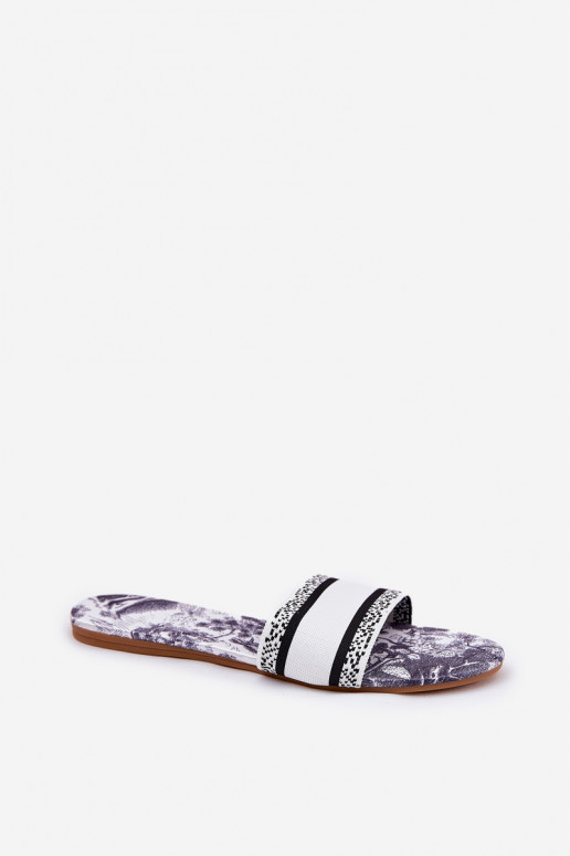 Patterned Flat Women's Sandals White Leysi