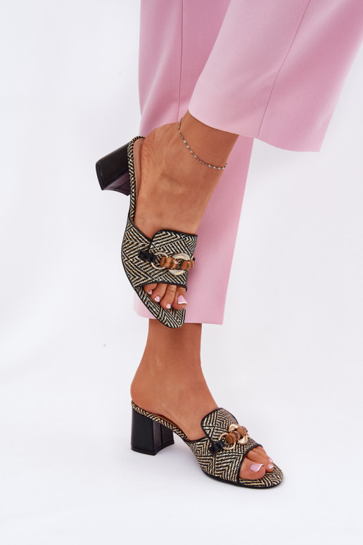 Ladies High Heels With Decoration Black Ovittole