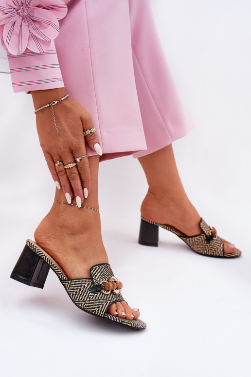 Ladies High Heels With Decoration Black Ovittole