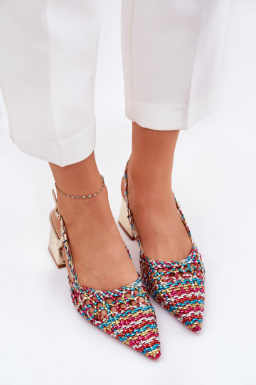 Heeled Sandals With Braiding And Pointed Toes Multicolor Resterri