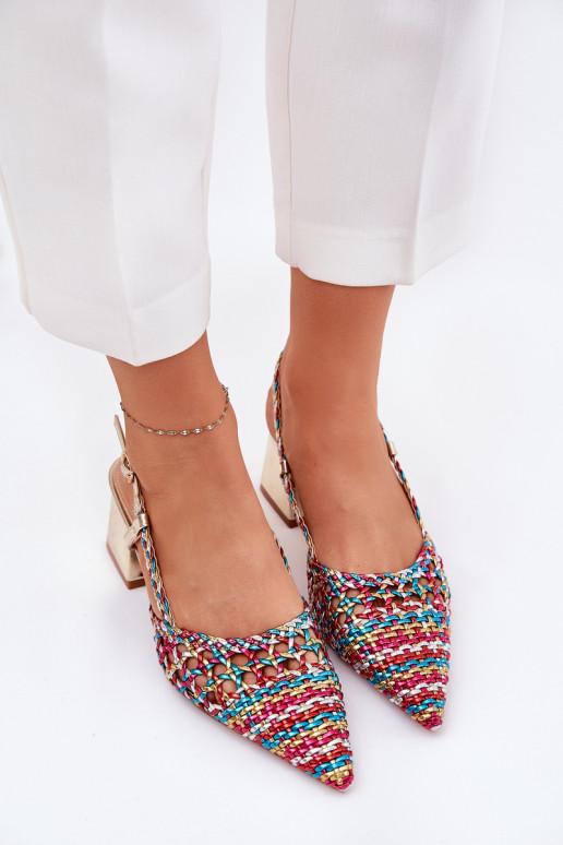 Heeled Sandals With Braiding And Pointed Toes Multicolor Resterri