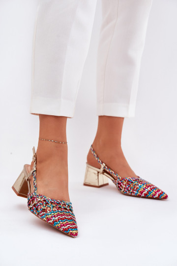 Heeled Sandals With Braiding And Pointed Toes Multicolor Resterri 2