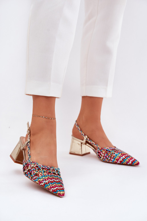 Heeled Sandals With Braiding And Pointed Toes Multicolor Resterri