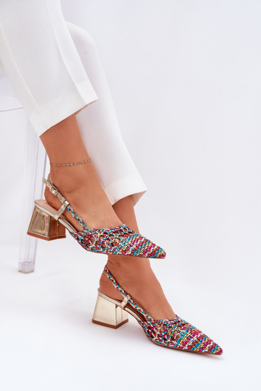 Heeled Sandals With Braiding And Pointed Toes Multicolor Resterri