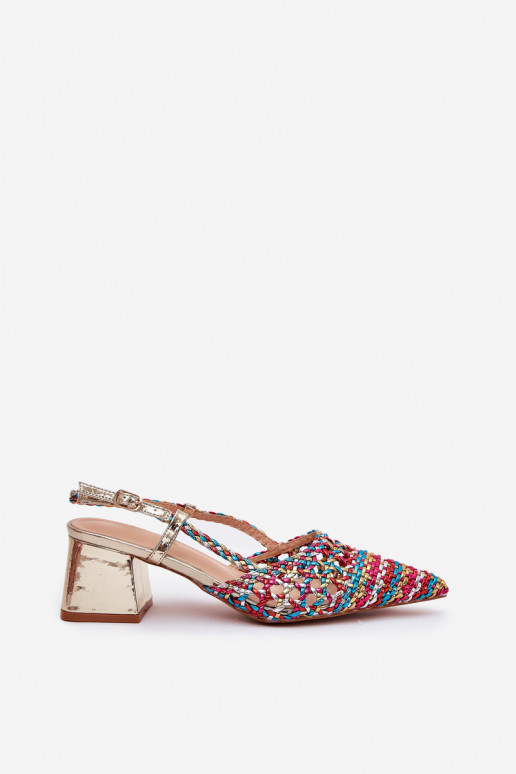 Heeled Sandals With Braiding And Pointed Toes Multicolor Resterri