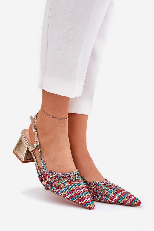 Heeled Sandals With Braiding And Pointed Toes Multicolor Resterri