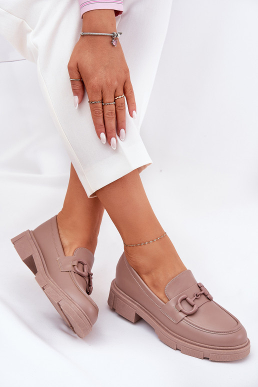 Ladies Moccasins Eco Leather With Decorative Detail Khaki Seftass Ladies Moccasins Eco Leather With Decorative Detail Khaki Seftass