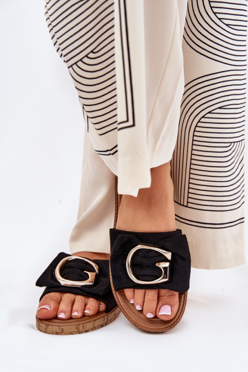 Flat Women's Sandals With Decorative Detail Black Nellodra 2