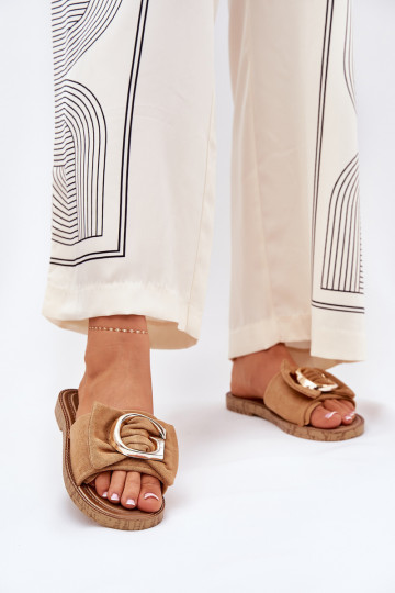 Flat Women Sandals With Decorative Detail Camel Nellodra 2