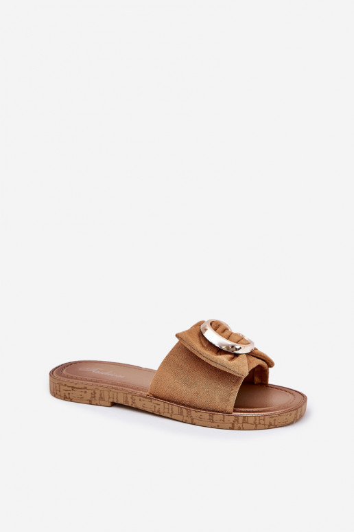Płaskie Klapki Damskie Z Ozdobnym Detalem Camel Nellodra