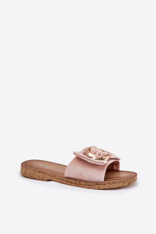Flat Women's Slippers With Decorative Detail Pink Nellodra