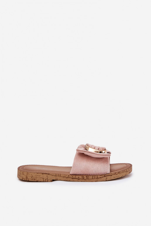 Flat Women's Slippers With Decorative Detail Pink Nellodra
