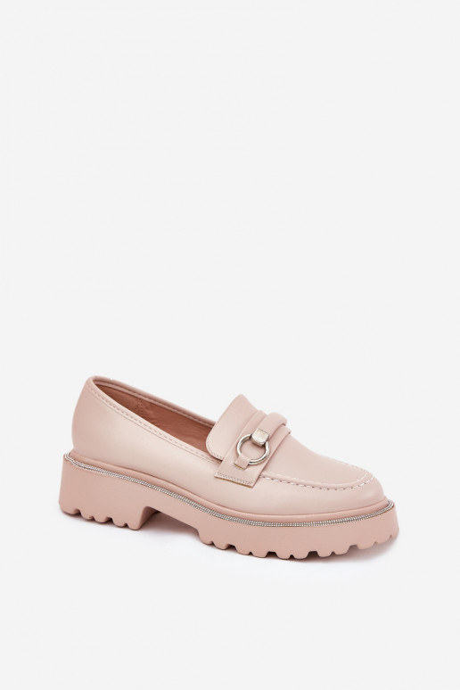 Ladies Moccasins Decorated With Rhinestones Beige Patina