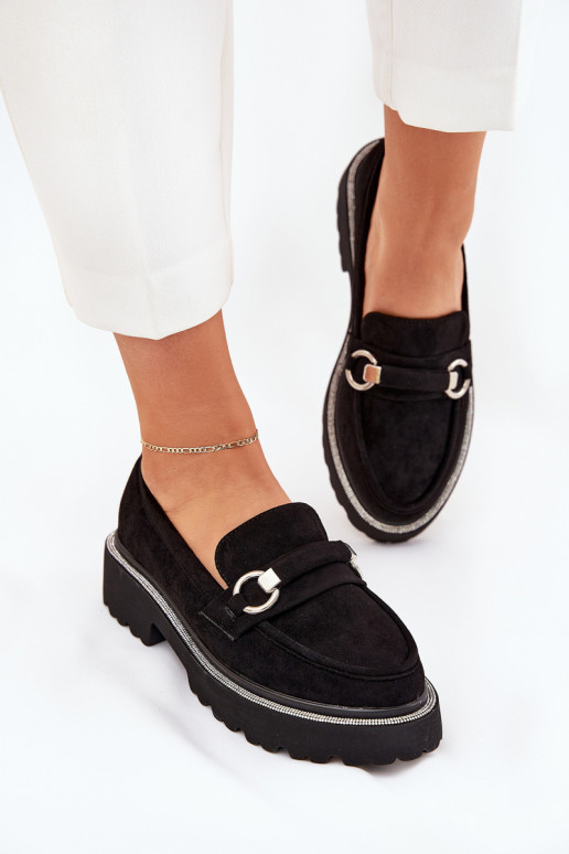 Ladies moccasins decorated with rhinestones black Patina Ladies moccasins decorated with rhinestones black Patina