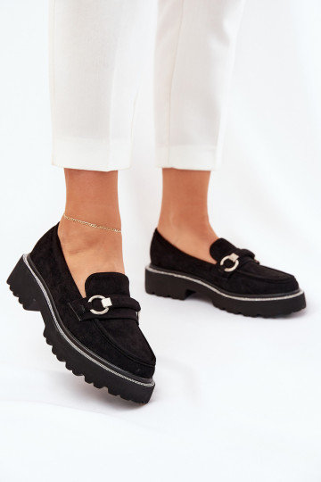 Ladies moccasins decorated with rhinestones black Patina 2