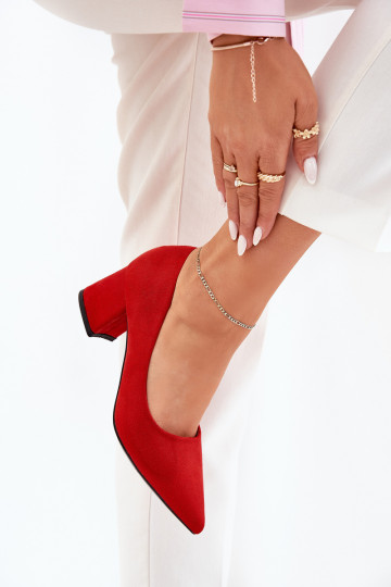 Women's pumps with pointed toes on a heel red Merinette 2