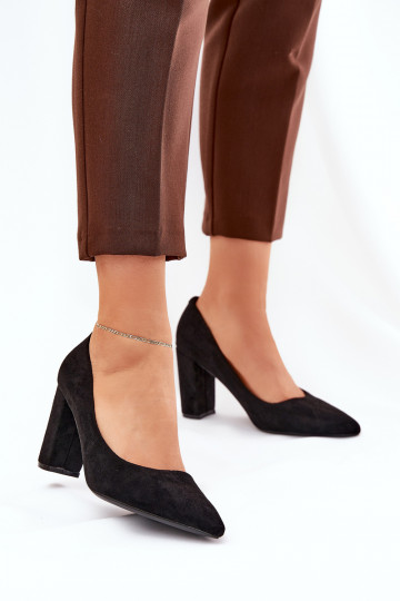 Eco Suede Heels On A Heel Black Ellinoria
