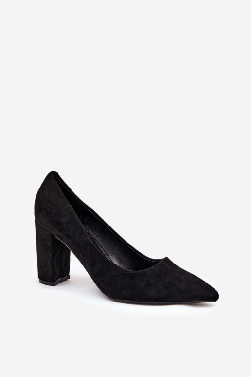 Eco Suede Heels On A Heel Black Ellinoria